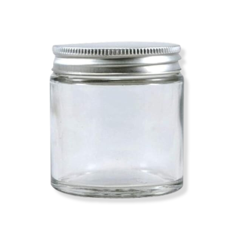 Clear Glass Jar with Silver Lid and Airtight Seal